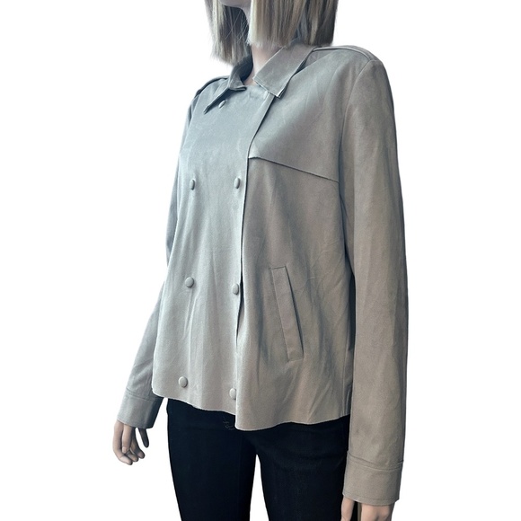 Kut from the Kloth Trech Swing Pea Jacket Coat Faux Vegan Suede Double Breasted - Picture 5 of 16